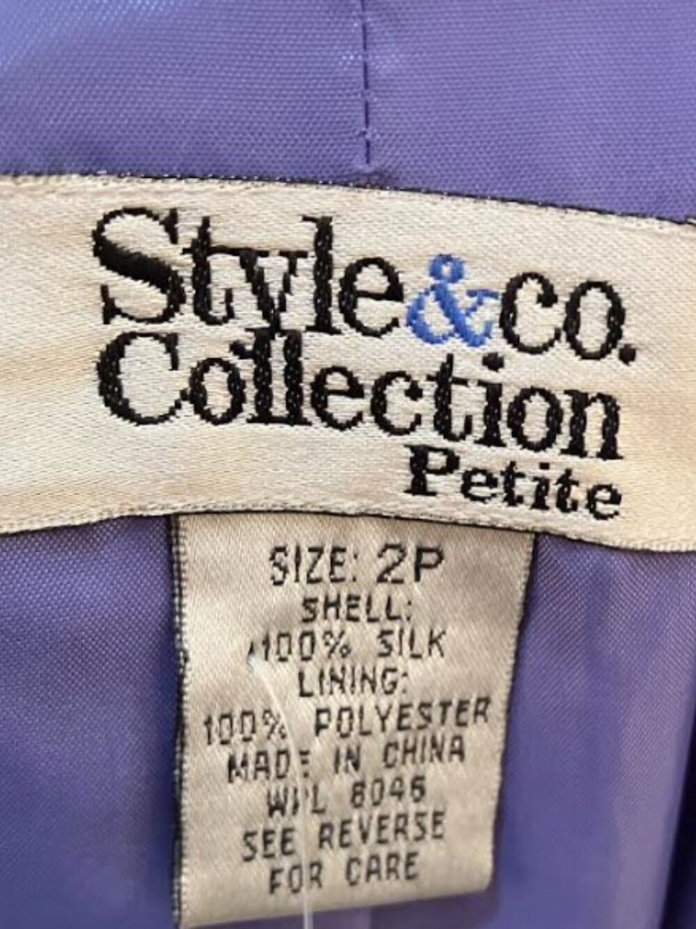 Style & Co Collection Elegant Periwinkle Silk Jacket  Size 2P  Like New - Picture 8 of 8